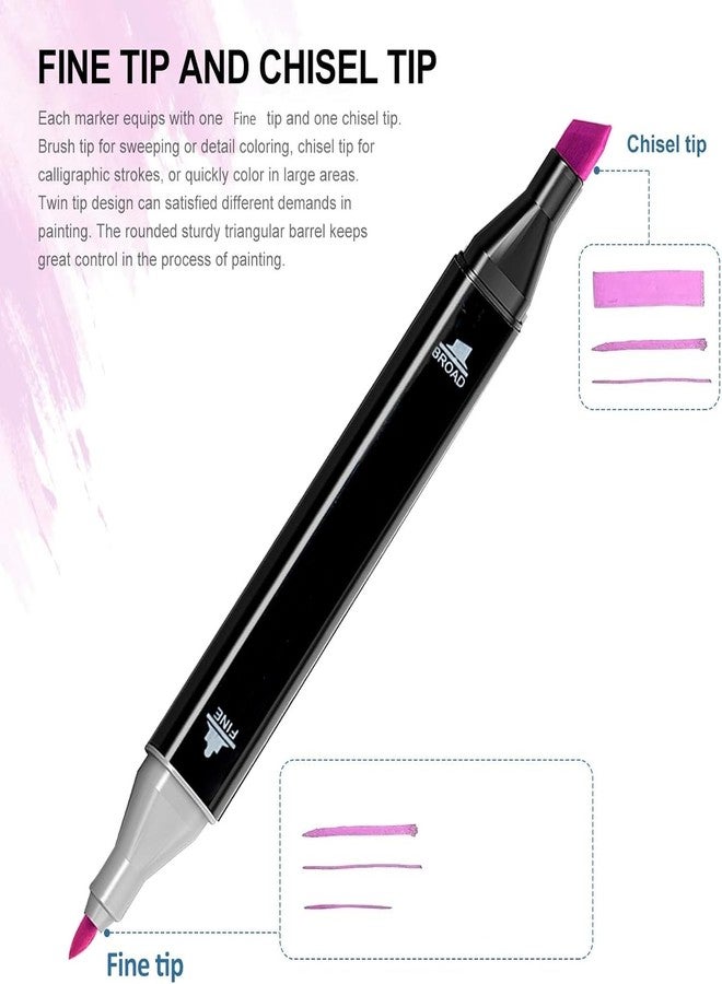 Corslet مجموعة أقلام تلوين كحولية من كورسليت، 48 لونًا، أقلام تلوين فنية مزدوجة الرأس للرسم والتخطيط والتلوين والتسطير. - Image 4